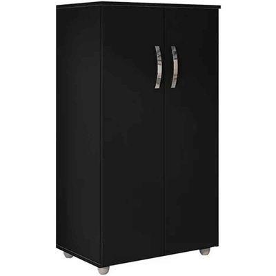 Armário Multiuso Rosa 2 Portas 3 Prateleiras Preto