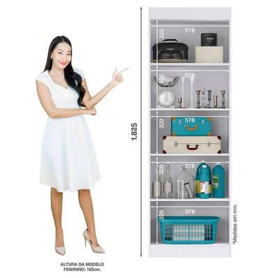 Armário Multiuso 2 Portas 4 Prateleiras Branco
