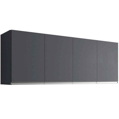 Armário Aéreo Cozinha Adriana 4 Portas 160 Cm Cinza