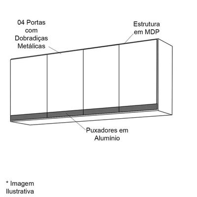 Armário Aéreo Cozinha Adriana 4 Portas 150 Cm Branco
