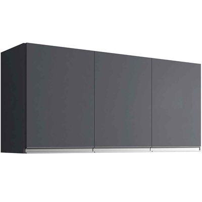 Armário Aéreo Cozinha Adriana 3 Portas 120 Cm Cinza