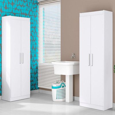 Armário Multiuso 2 Portas 4 Prateleiras Branco