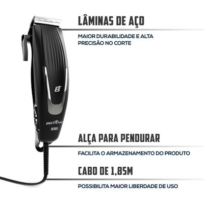 Cortador de Cabelos Britânia BCR03 9 Acessórios 18W 127V