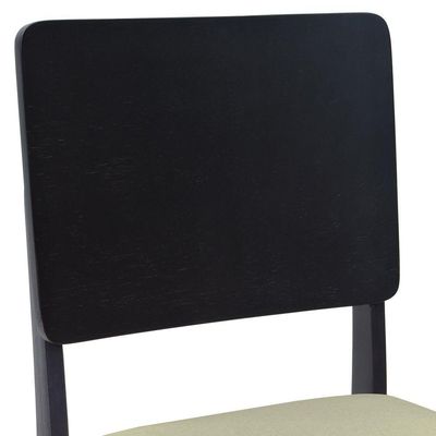 Kit 2 Cadeiras Quéops Madeira Maciça Encosto Anatômico Assento Estofado - Preto Linho Bege