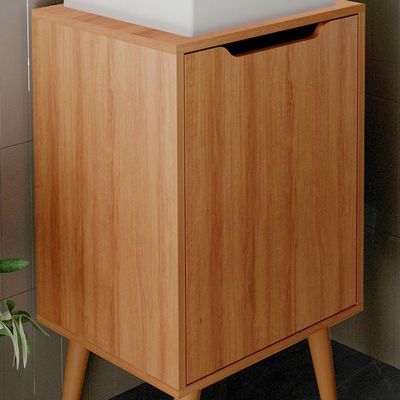 Conjunto Para Banheiro Gabinete Com Cuba E Espelheira Amendoa Bn3630x41x42 Tecno Mobili Amendoa