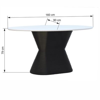 Mesa De Jantar Apollo Tampo Oval 160x90cm Preto-branco