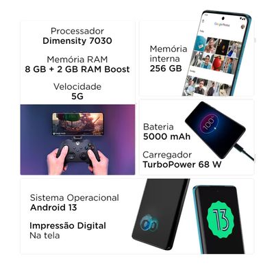 Smartphone Motorola Edge 40 Neo 5G Peach Fuzz 256GB 8GB RAM Tela de 6.55, Câmera Traseira Dupla, Android 13 Laranja