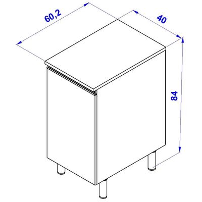 Balcão Cristal MDP 15 mm com 1 Porta e 1 Prateleira Bartira Lâmina Mel