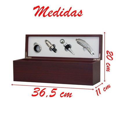 Porta Vinho Com 5 Peças Caixa De Madeira