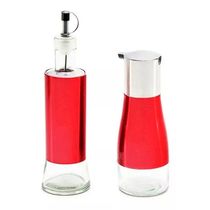 Galheteiro De Vidro Com Aço Inox 2 Peças 300ml
