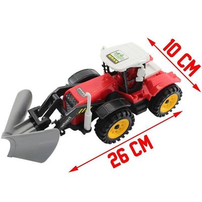 Brinquedo Trator Escavadeira Miniatura Articulado Vermelho Fricção 26cm