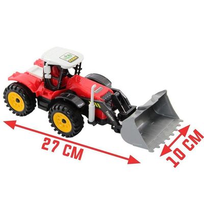 Brinquedo Trator Escavadeira Miniatura Articulado Vermelho Fricção 27cm