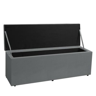 Calçadeira Baú Casal King 1,95m Roma Suede Cinza Dal Poz Estofados