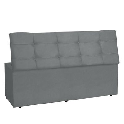 Calçadeira Baú Casal King 1,95m Roma Suede Cinza Dal Poz Estofados
