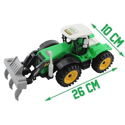 Brinquedo Trator Escavadeira Miniatura Articulado Verde Fricção 26cm