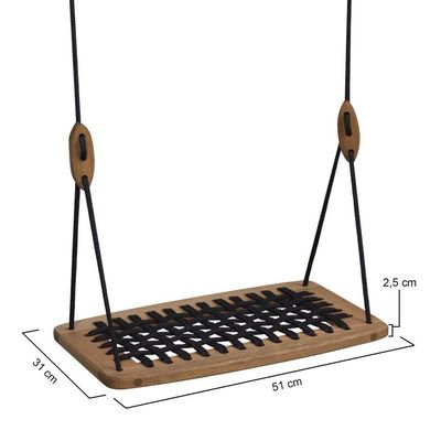 Balanço Garden Com Assento Em Corda Trançada Natural-preto