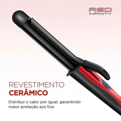 Modelador De Cachos Mondial Infinity Em-12 Cabo Giratório Bivolt Preto E Vermelho