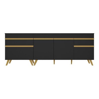 Kit 2 Balcões Gabinete Pia 150 Cm E Cooktop 70 Cm Preto
