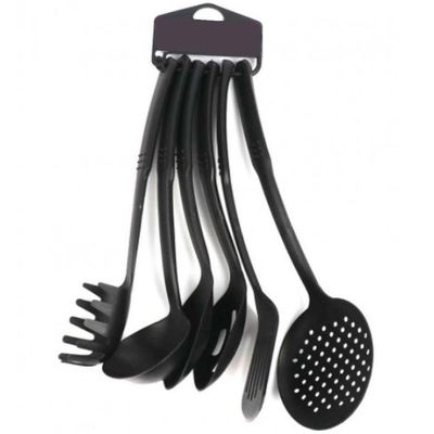 Conjunto Kit Utensílios Cozinha Nylon Pegadores Preto