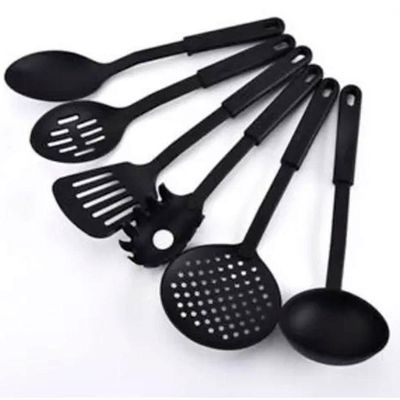 Conjunto Kit Utensílios Cozinha Nylon Pegadores Preto