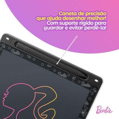Lousa Mágica Led Barbie Infantil Lcd Tablet Preta + Caneta Presente Menina Qualidade Premium