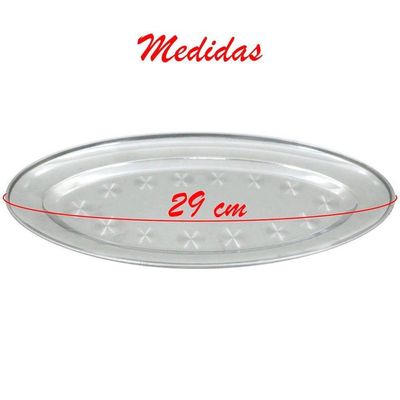 Kit 8 Bandejas Oval Em Aço Inox 29cm