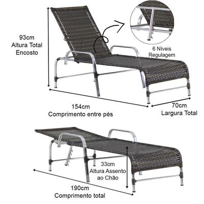 2 Cadeiras Espreguiçadeiras E Mesa Confortável Para Piscina Pedra Ferro