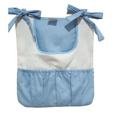 Porta Treco Para Bebê 1 Pçs (porta Fraldas)Palha Com AzulC- Bolso -tecido 100% Algodão