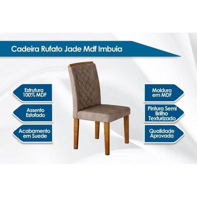 Sala de Jantar Completa Vidro 180Cm + 6 Cadeiras Imbuia Chocolate Capuccino