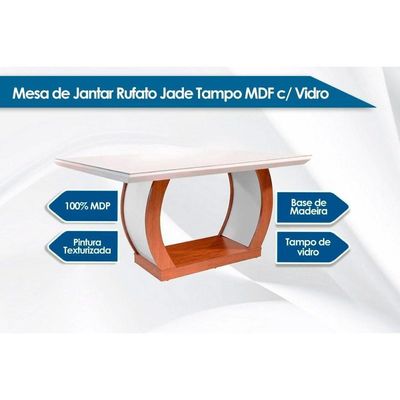 Sala de Jantar Completa Vidro 180Cm + 6 Cadeiras Imbuia Chocolate Capuccino