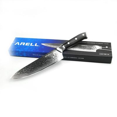 Faca Chef 67 de Aço Japonês Damasco Vg-10 20cm