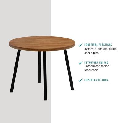 Mesa De Jantar 4 Lug Redonda 99cm Stellar Carraro Nog Pre