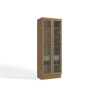 Cristaleira Botanic M628 C/ 2 Portas Vidro E 1 Gaveta 50cm Nogueira/verde Oliva - Kappesberg