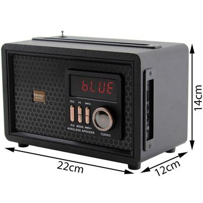 Caixa De Som Bluetooth Usb Sd Rádio Fm Preto Ms071bt