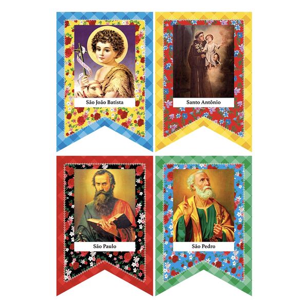 Decoração de Pendurar com Tema Santos Regina Festas 4 Unidades