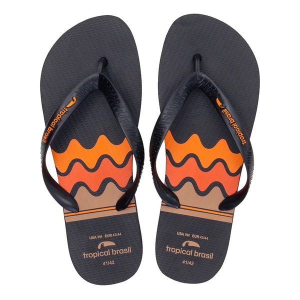 Chinelo Tropical Brasil Unissex Preto e Laranja 39-40