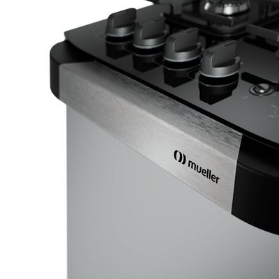 Fogão Mueller 4 Bocas Decorato Vetro Inox Com Mesa De Vidro Inox Bivolt