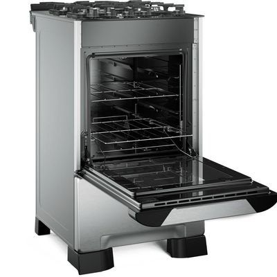 Fogão Mueller 4 Bocas Decorato Vetro Inox Com Mesa De Vidro Inox Bivolt