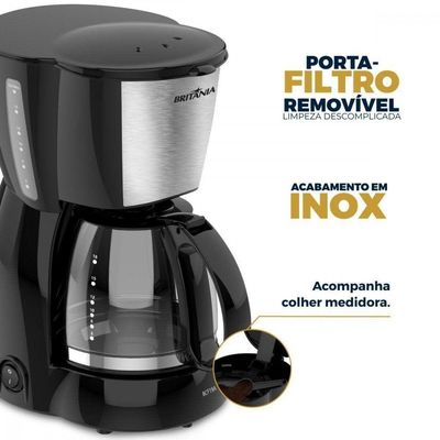 Cafeteira Britânia 18 Cafezinhos Jarra De Vidro 550W BCF19A Preto/inox 220V
