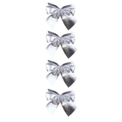 Kit Laços de Natal Liso 8.5cm Prata Cazza