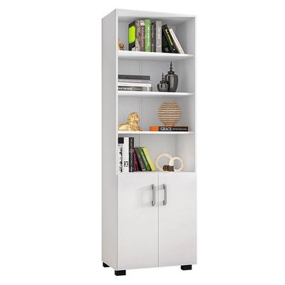 Livreiro 5 Prateleiras C- Portas Pequenas Office Branco