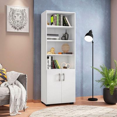 Livreiro 5 Prateleiras C- Portas Pequenas Office Branco
