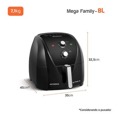 Fritadeira Sem óleo Air Fryer 8l Preto 127v