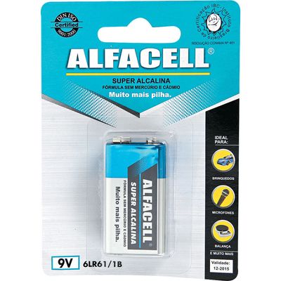 Bateria Alcalina 9V 6LR6 Alfacell