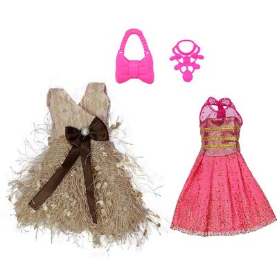 Vestido Para Boneca - Doll Dress Kit 2 Looks - Bege E Rosa