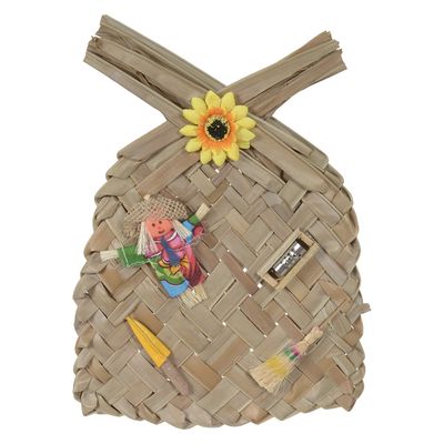 Abanador Junino Decorativo Florarte em Palha 34x24cm
