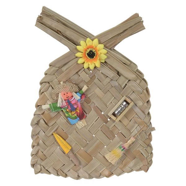 Abanador Junino Decorativo Florarte em Palha 34x24cm