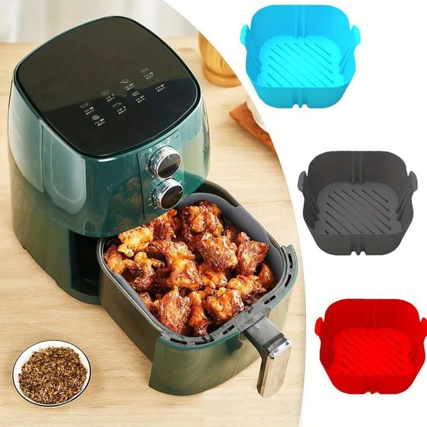 Forma de Silicone para Air Fryer Reutilizável para Pizza e Frango preto