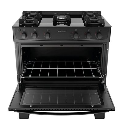 Fogão 5 Bocas Com Mesa De Vidro Milão Glass 300001768 Atlas Preto Bivolt