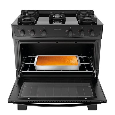 Fogão 5 Bocas Com Mesa De Vidro Milão Glass 300001768 Atlas Preto Bivolt